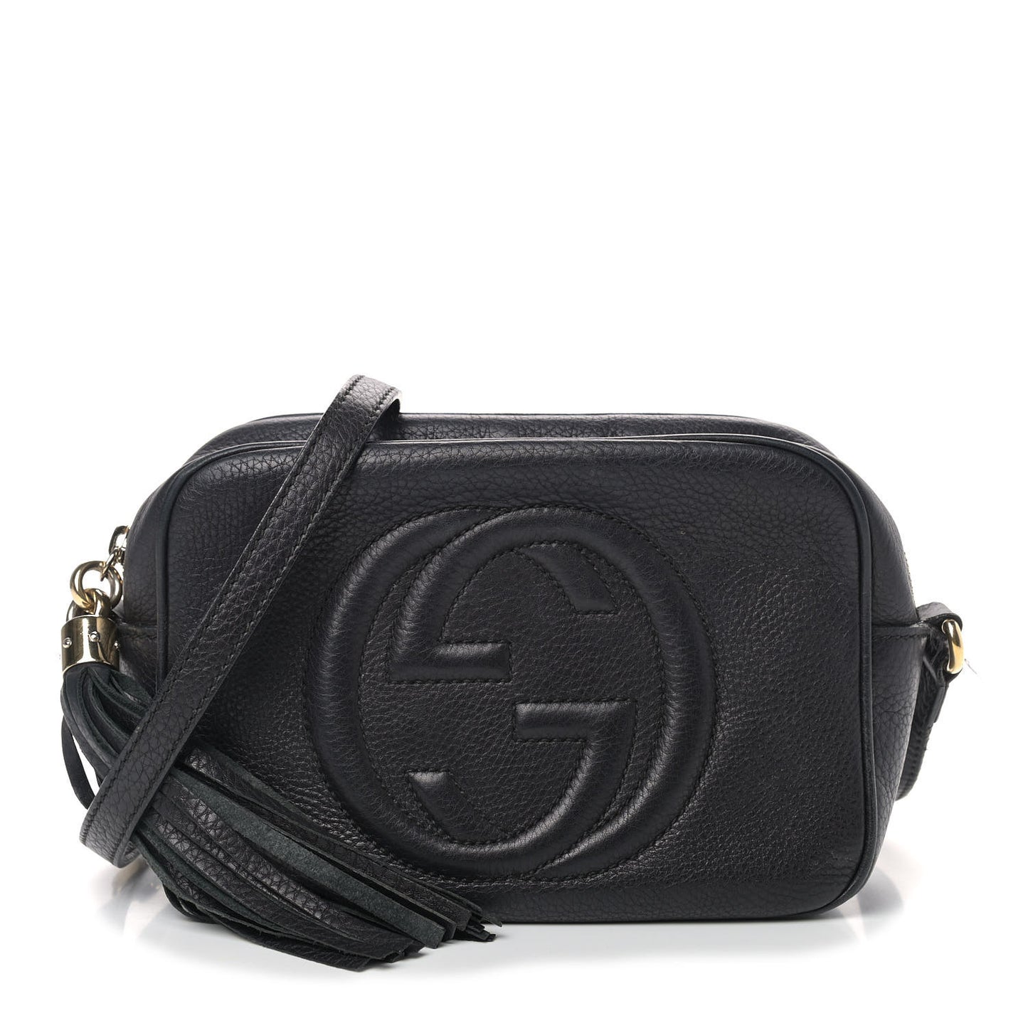 Pebbled Calfskin Small Soho Disco Bag Black
