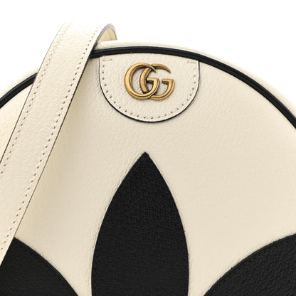 Gucci X ADIDAS Textured Dollar Calfskin Web Trefoil Logo Small Ophidia Round Shoulder Bag Off White Black 8 of 11