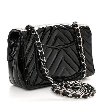 Chanel Patent Calfskin Chevron Quilted Mini Rectangular Flap Black 3 of 10