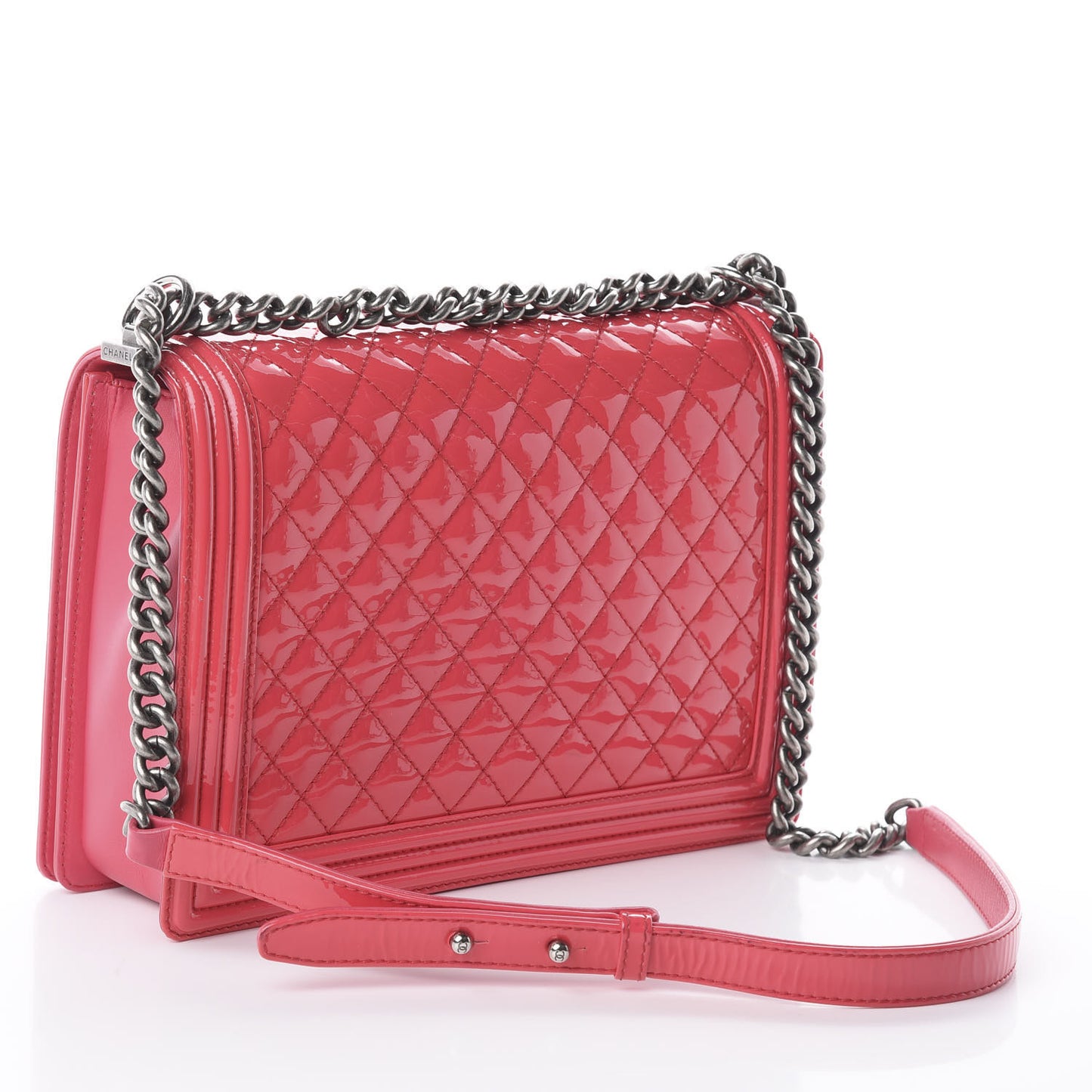 Patent Quilted Large Boy Flap Pink