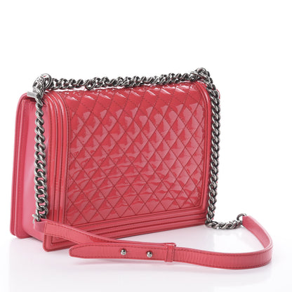 Chanel Patent Quilted Large Boy Flap Pink 2 of 9