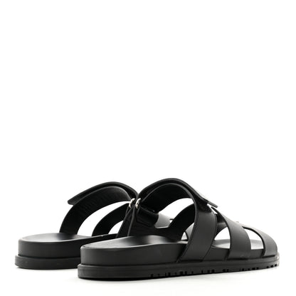 Hermes Calfskin Womens Chypre Sandals 40.5 Black 4 of 9