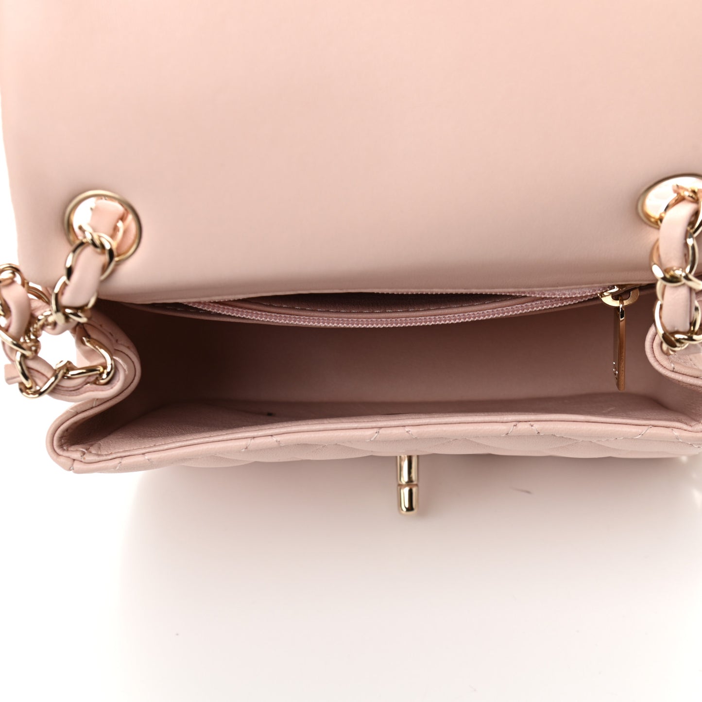 Lambskin Quilted Mini Square Flap Light Pink