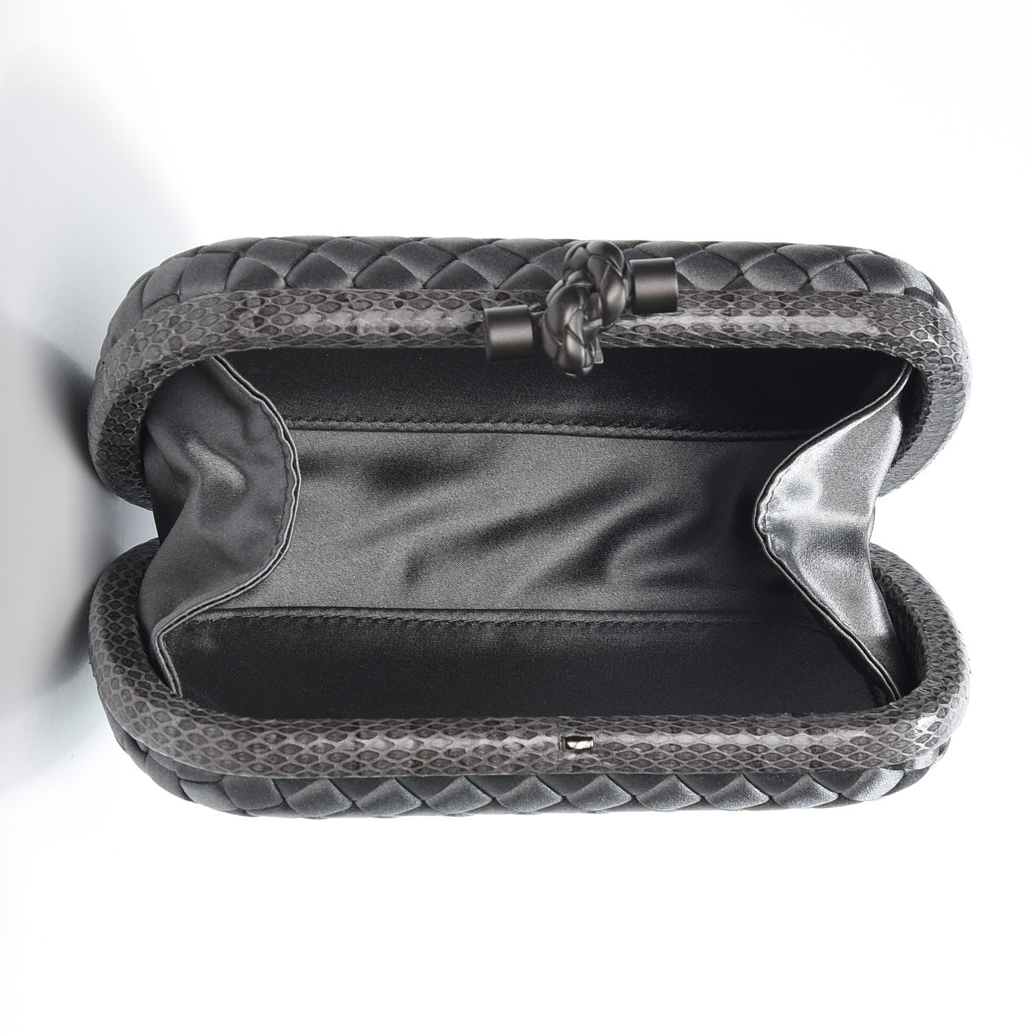 Bottega Veneta Satin Intreccio Impero Ayers Knot Clutch Light Grey 4 of 5