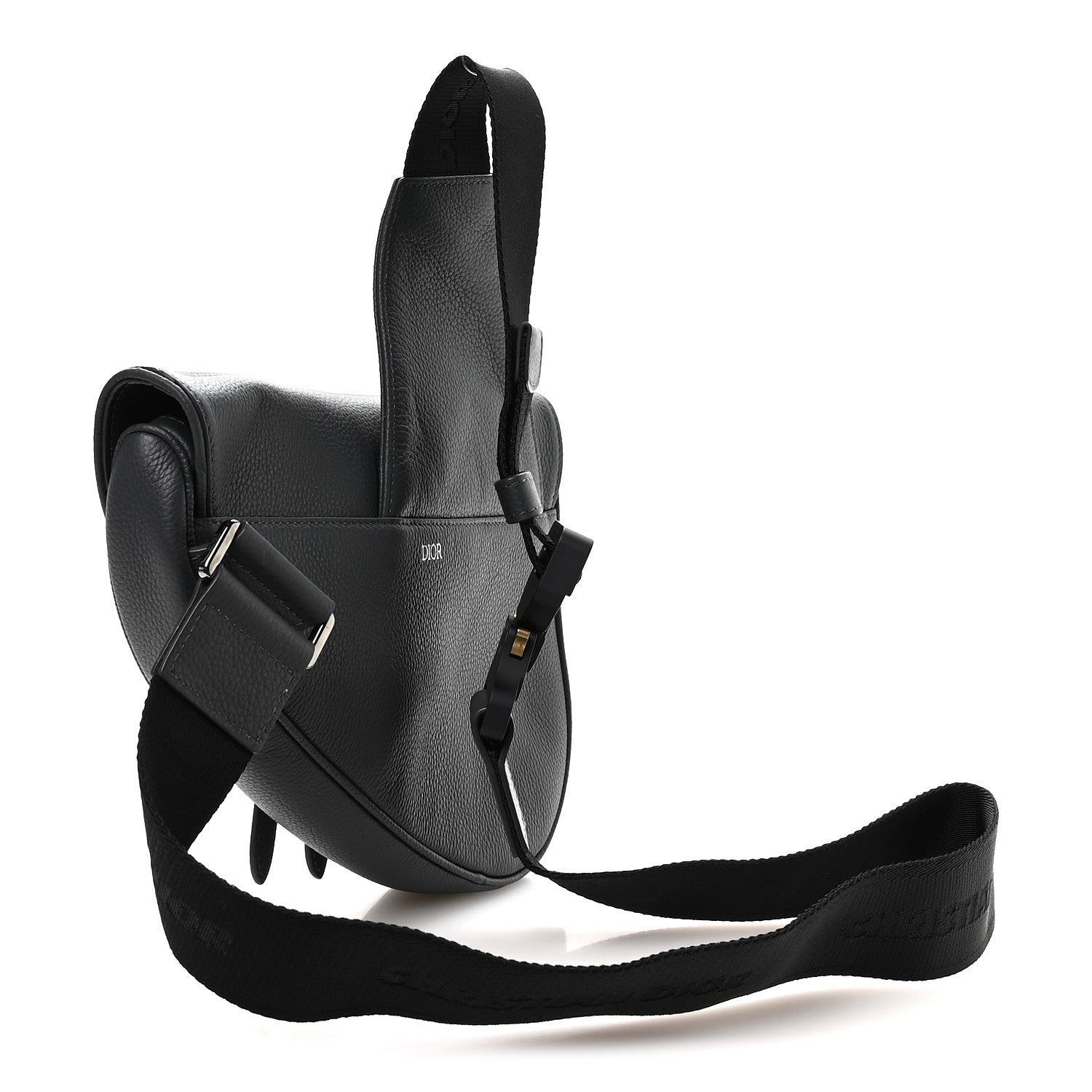 Christian Dior Calfskin Atelier Signature Print Mens Saddle Bag Grey 2 of 10
