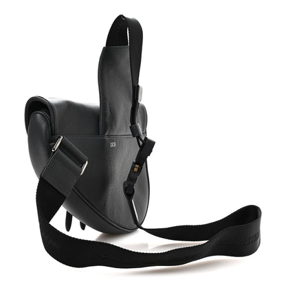 Christian Dior Calfskin Atelier Signature Print Mens Saddle Bag Grey 2 of 10