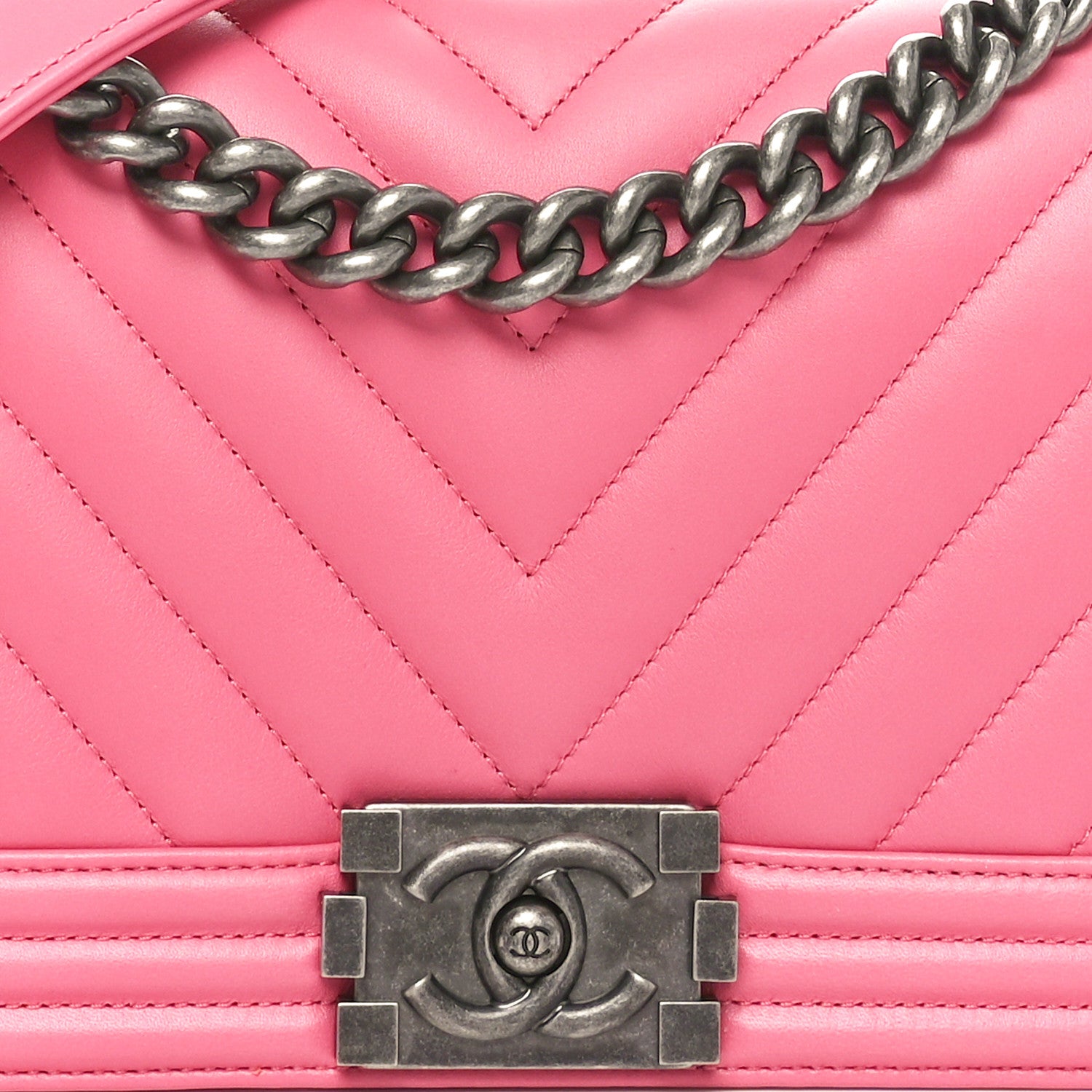 Chanel Calfskin Chevron Quilted Medium Boy Flap Pink 8 of 11