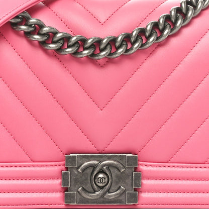 Chanel Calfskin Chevron Quilted Medium Boy Flap Pink 8 of 11