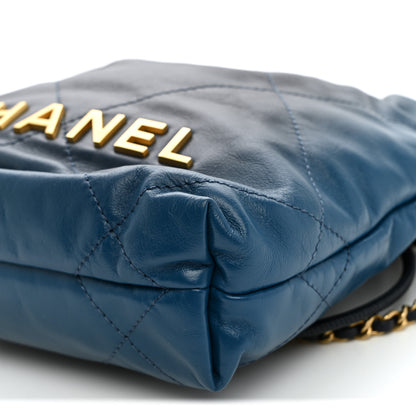 Chanel Shaded Calfskin Quilted Mini Chanel 22 Blue Dark Blue 10 of 10