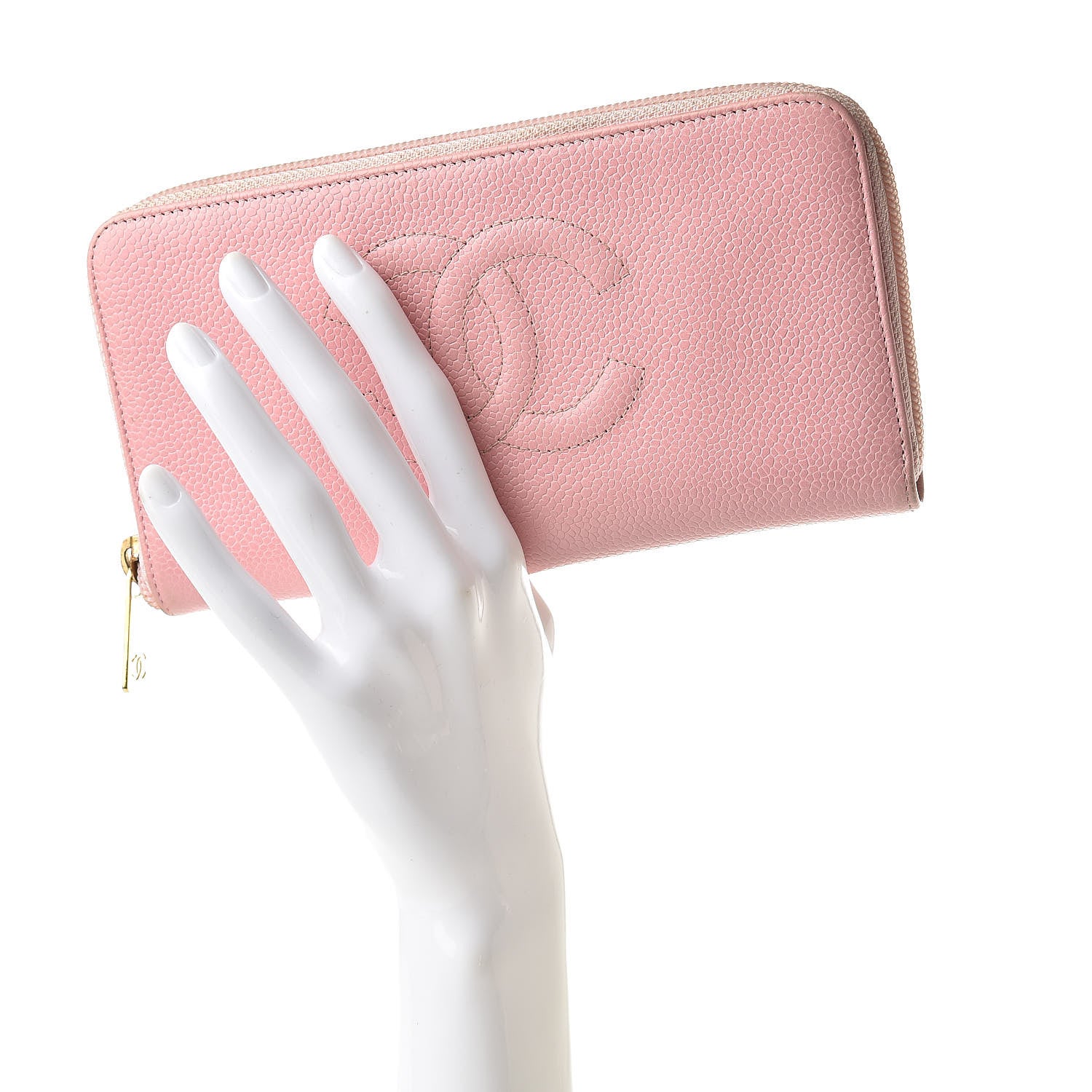 Chanel Caviar Zip Around Wallet Pink 2 of 14