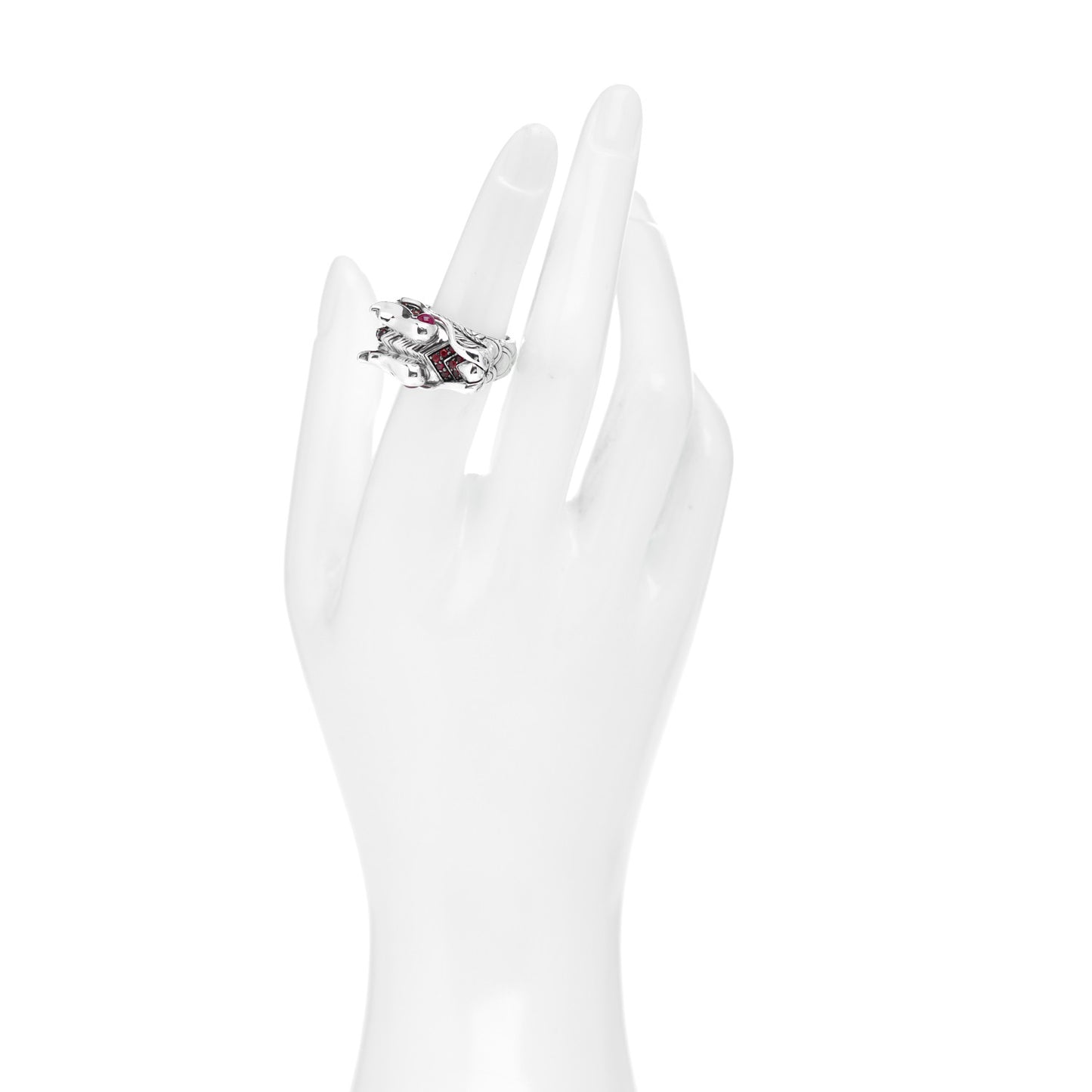 Sterling Silver Ruby Naga Dragon Ring 52 6
