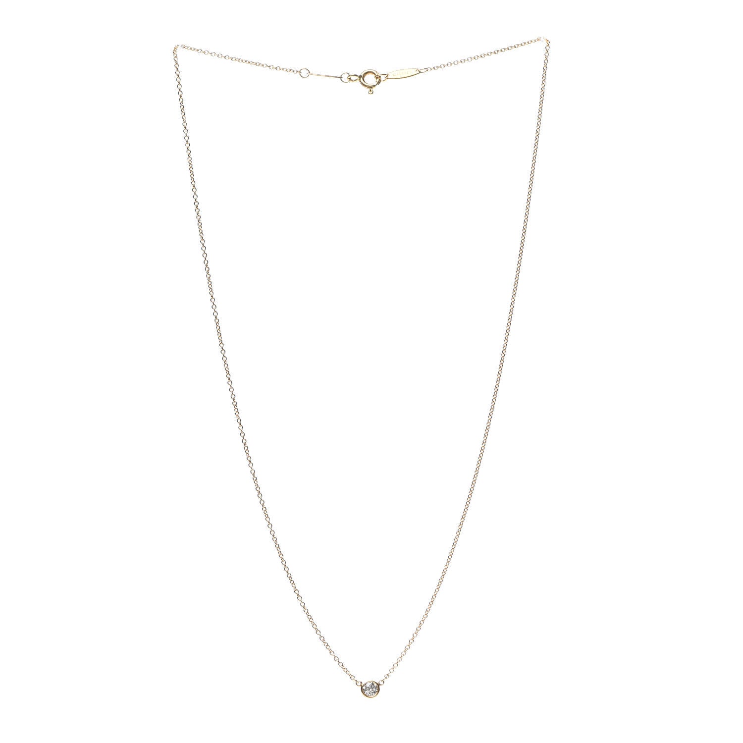 Tiffany 18K Yellow Gold Diamond .14ct Elsa Peretti Diamonds by the Yard Pendant Necklace 3 of 5