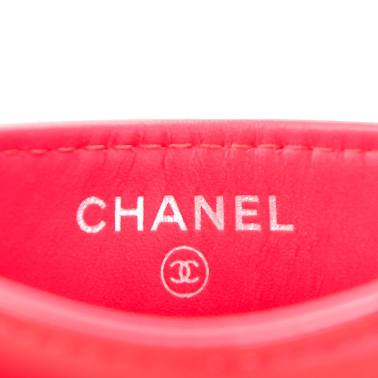 Chanel Patent Calfskin Quilted Card Holder Coral 6 of 8