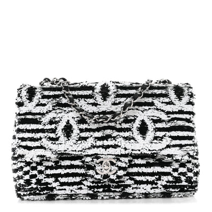 Chanel Sequin CC Medium Flap Black White 1 of 11