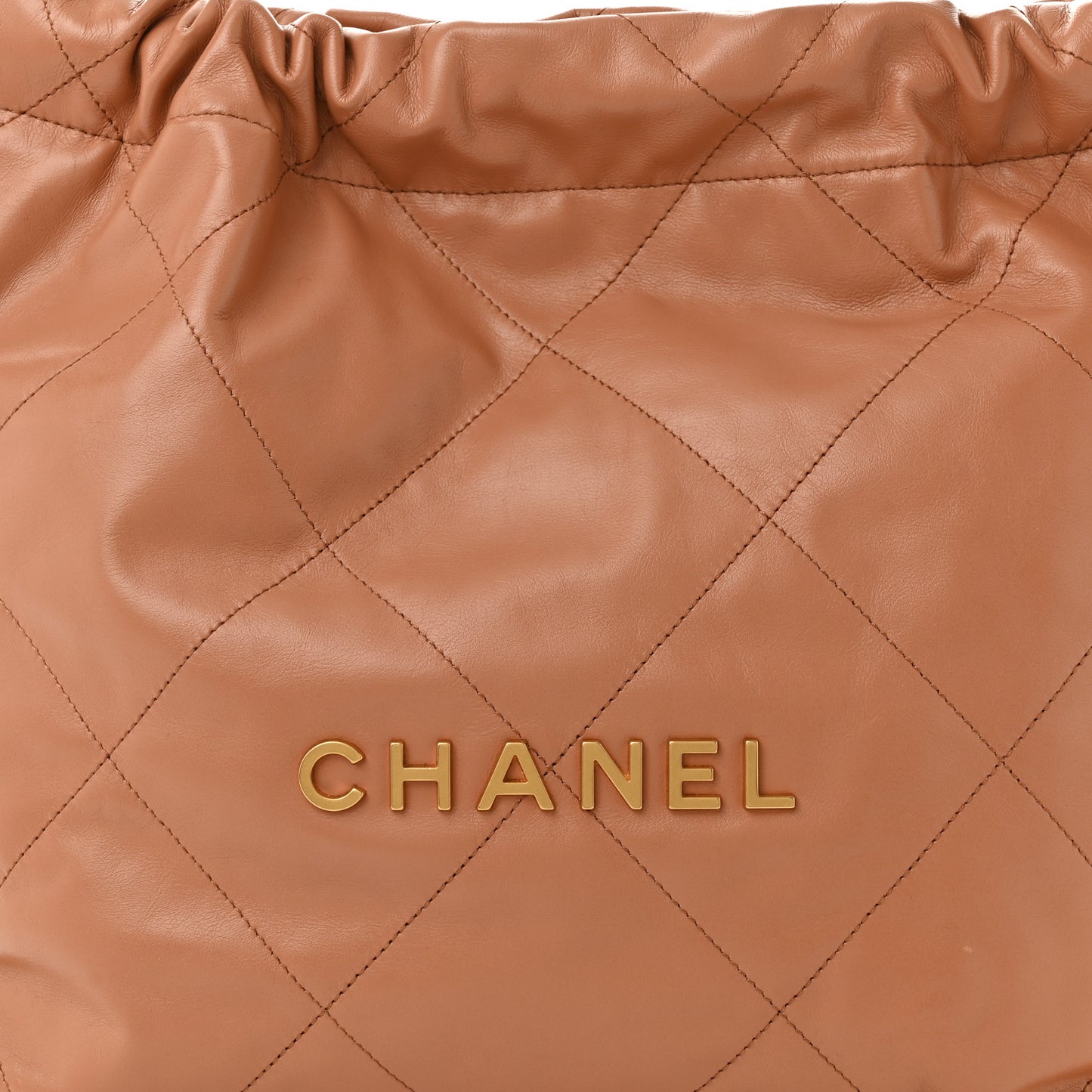 Shiny Calfskin Quilted Small Chanel 22 Camel