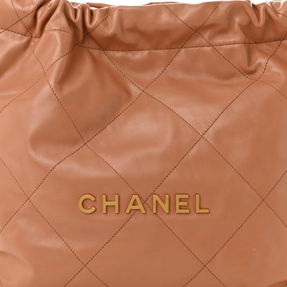 Chanel Shiny Calfskin Quilted Small Chanel 22 Camel 8 of 10