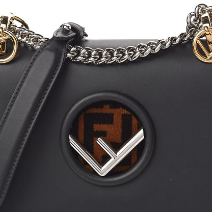 Fendi Vitello Century Velvet F is Fendi FF Small Kan I Shoulder Bag Black Tobacco 8 of 11