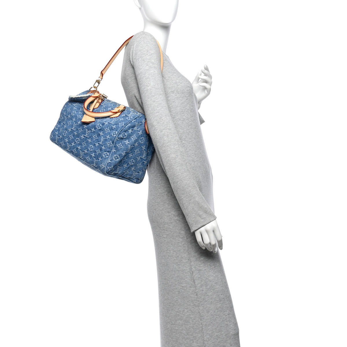 Louis Vuitton Monogram Denim Speedy Soft 30 Blue 2 of 10
