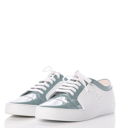Chanel Patent CC Sneakers 40 Blue White 3 of 10