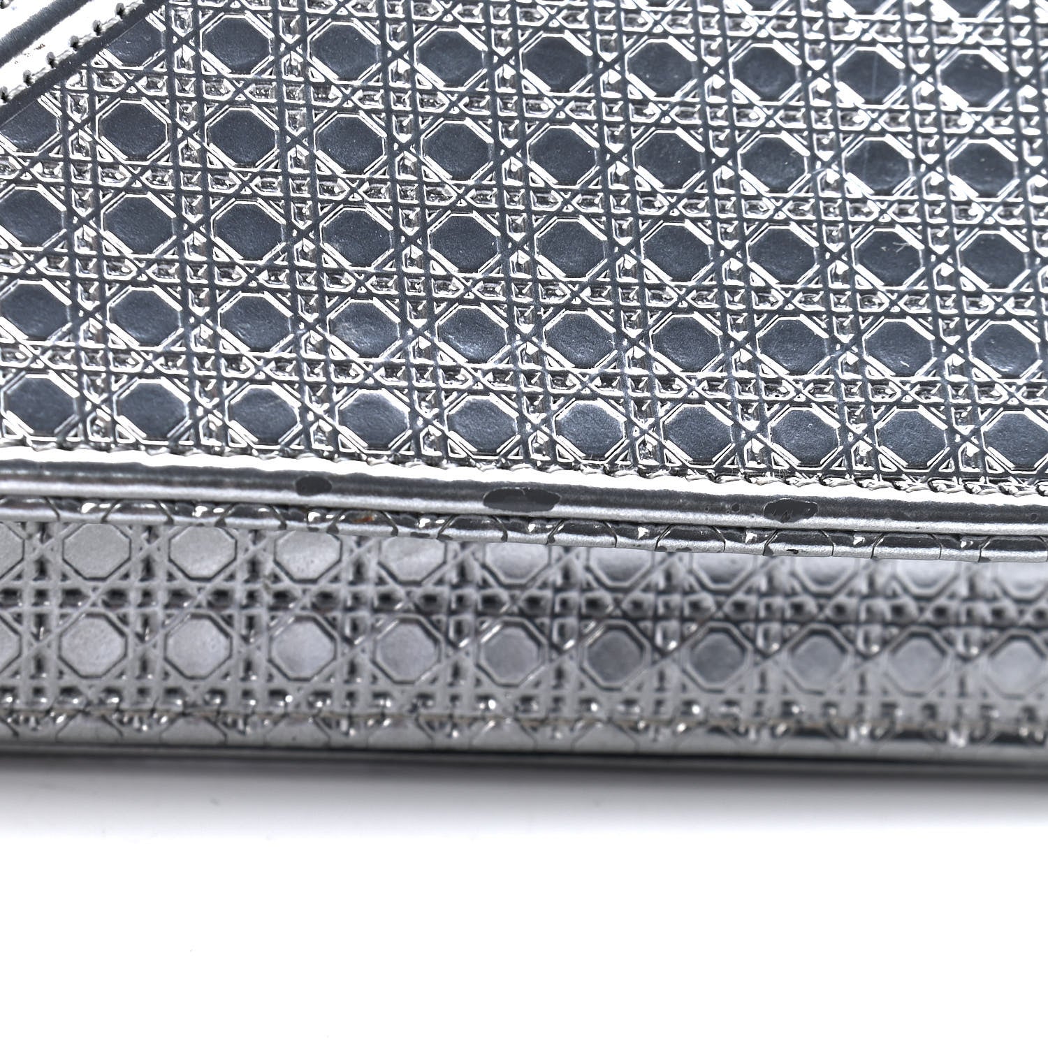 Christian Dior Metallic Patent Micro-Cannage Mini Diorama Flap Bag Silver 9 of 9