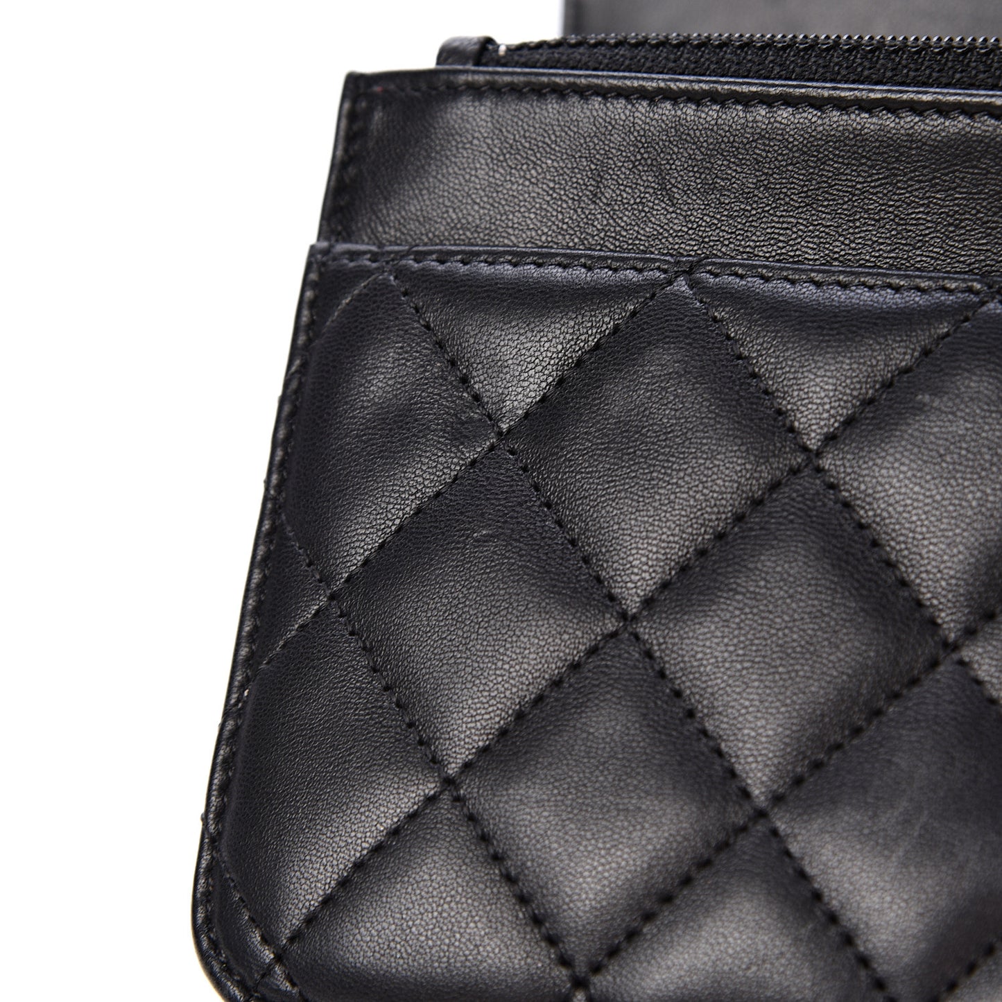 Lambskin Quilted Wallet On Chain WOC Black