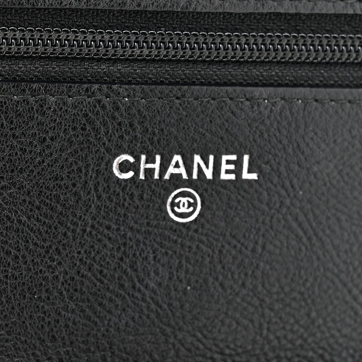 Crumpled Calfskin Quilted Wallet On Chain WOC Black
