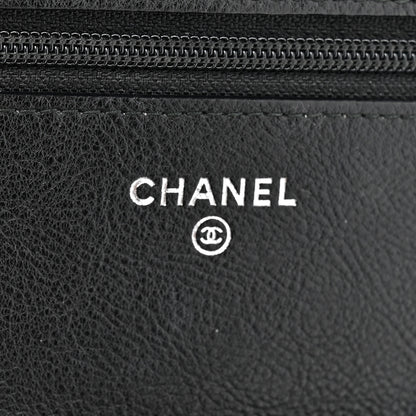 Chanel Crumpled Calfskin Quilted Wallet On Chain WOC Black 6 of 13