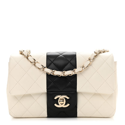 Chanel Lambskin Quilted Mini Rectangular Flap White Black 1 of 11