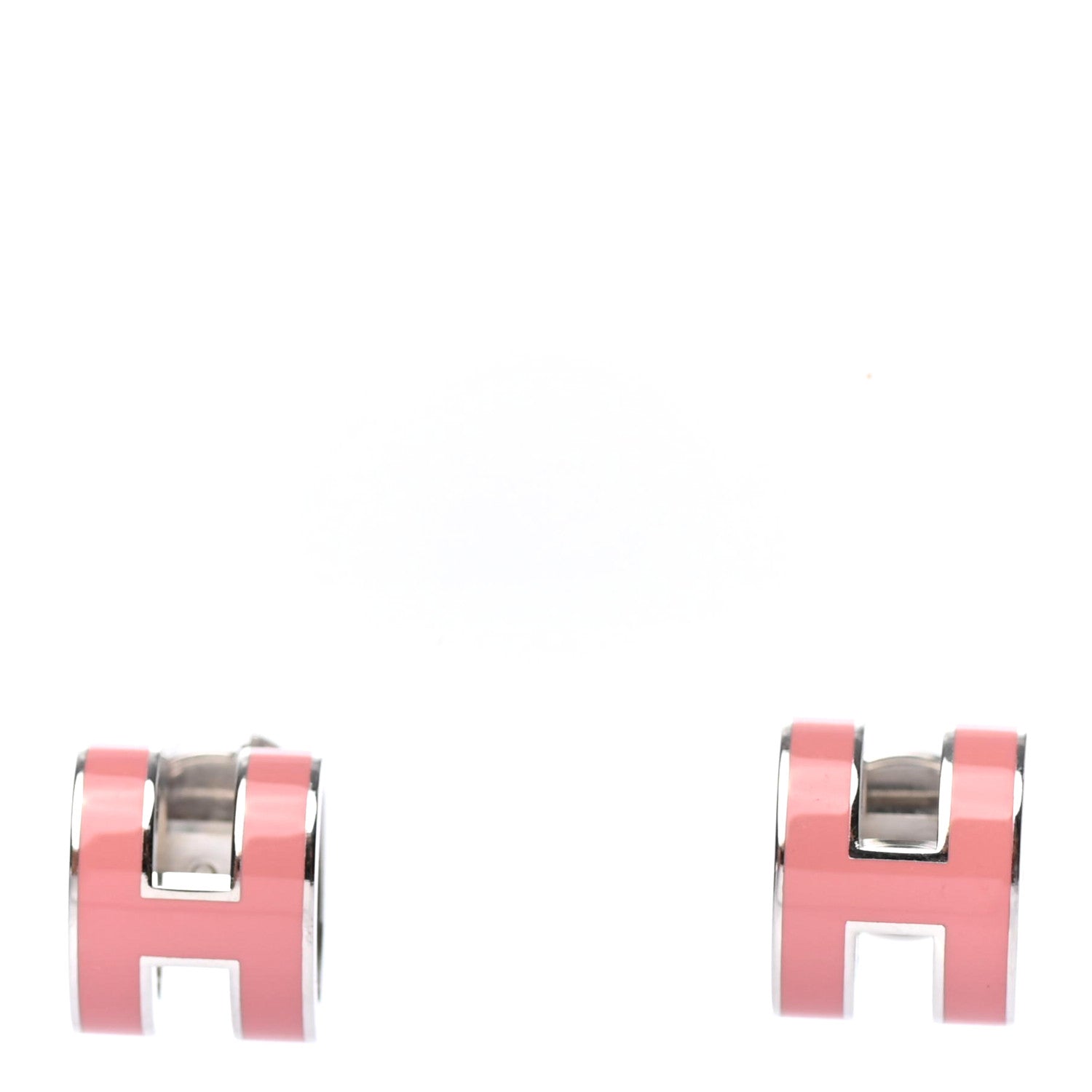Hermes Palladium Lacquered Pop H Earrings Sugar Pink 1 of 5