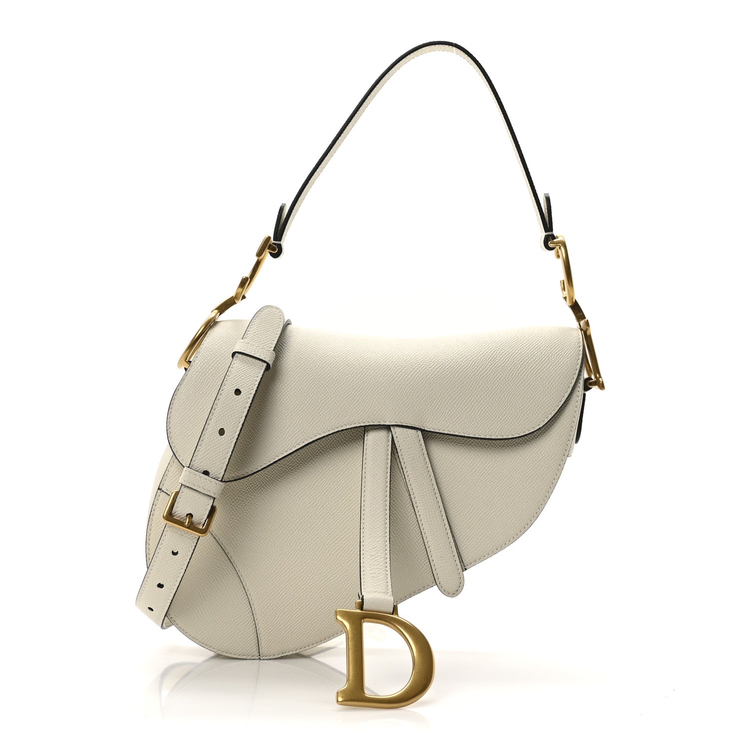 Christian Dior Grained Calfskin Saddle Bag With Strap Latte 1 of 11