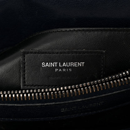 Saint Laurent Sheepskin Matelasse Chevron Monogram Medium College Bag Deep Marine 6 of 13