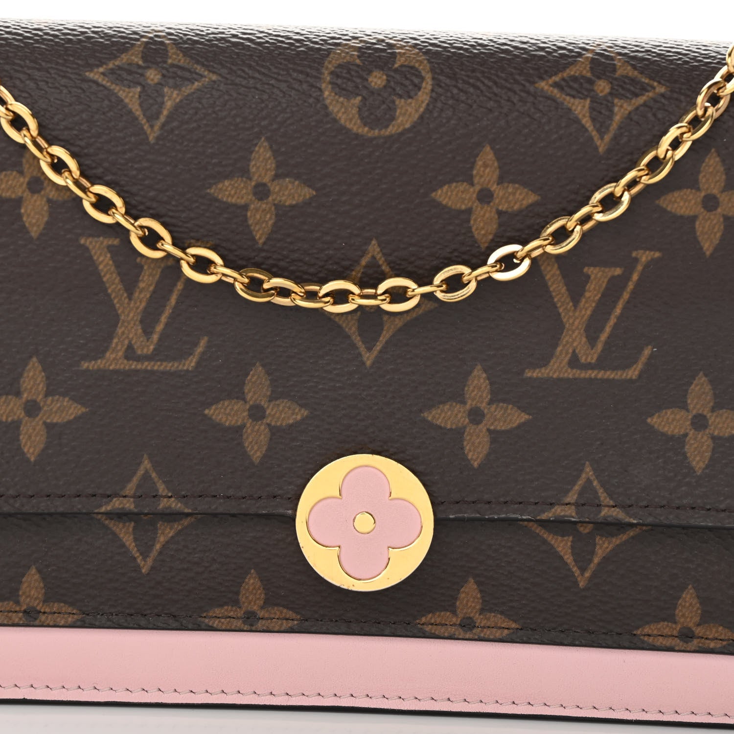 Louis Vuitton Monogram Flore Chain Wallet Rose Ballerine 7 of 10