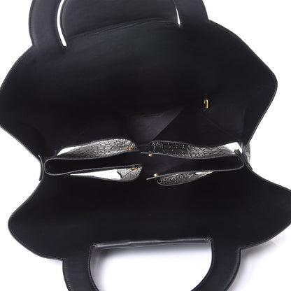 Bottega Veneta Calfskin Crocodile Embossed Doll Medium Top Handle Bag Black 4 of 4