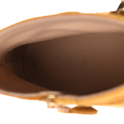 Chloe Suede Sheepskin Studded Susanna Ankle Boots 37 Luminous Ochre 9 of 10