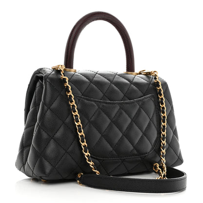 Chanel Caviar Lizard Embossed Quilted Mini Coco Handle Flap Black 3 of 11