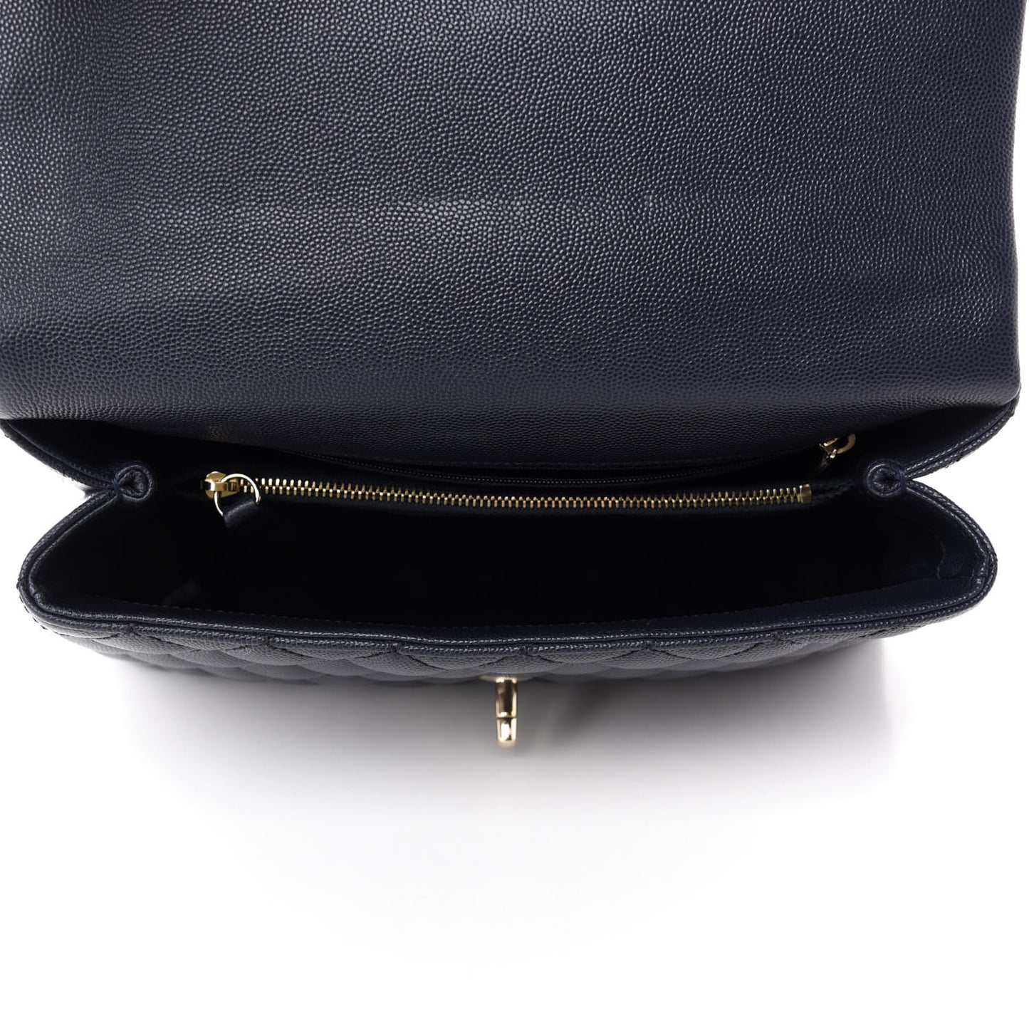 Caviar Quilted Small Coco Handle Flap Navy