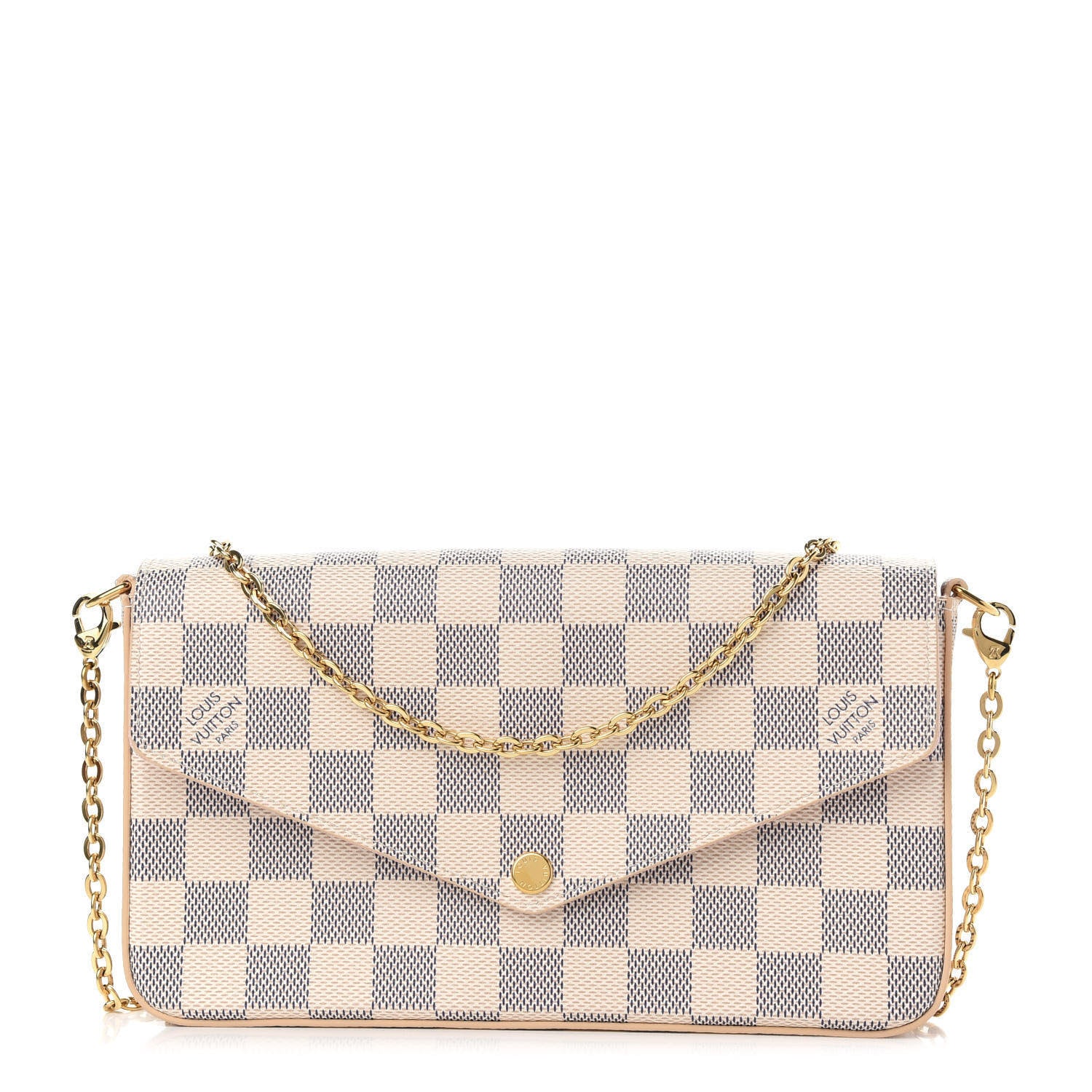 Louis Vuitton Damier Azur Pochette Felicie Chain Wallet Rose Ballerine 1 of 9