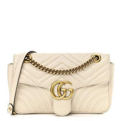 Gucci Calfskin Matelasse Small GG Marmont Shoulder Bag White 1 of 12