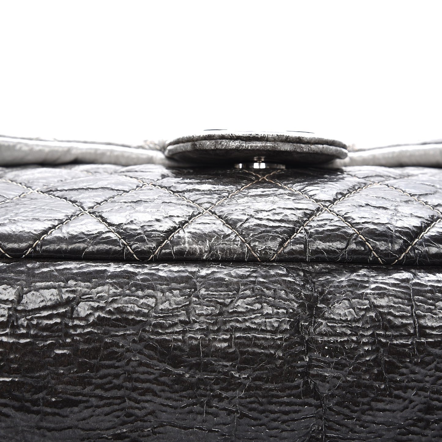 Vinyl Quilted Jumbo Melrose Degrade Flap Black