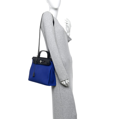 Hermes Toile Vache Hunter Herbag Zip 31 PM Bleu Electrique Bleu Indigo 2 of 13