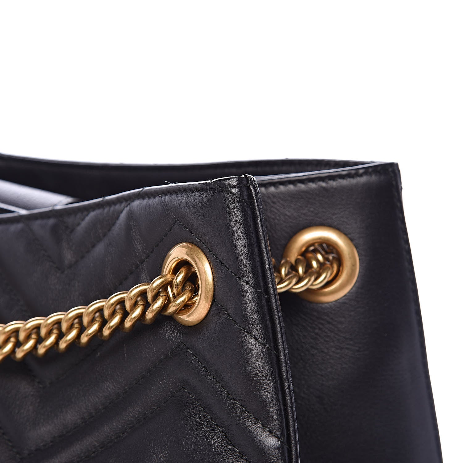 Gucci Calfskin Matelasse Medium GG Marmont Shoulder Tote Bag Black 12 of 16