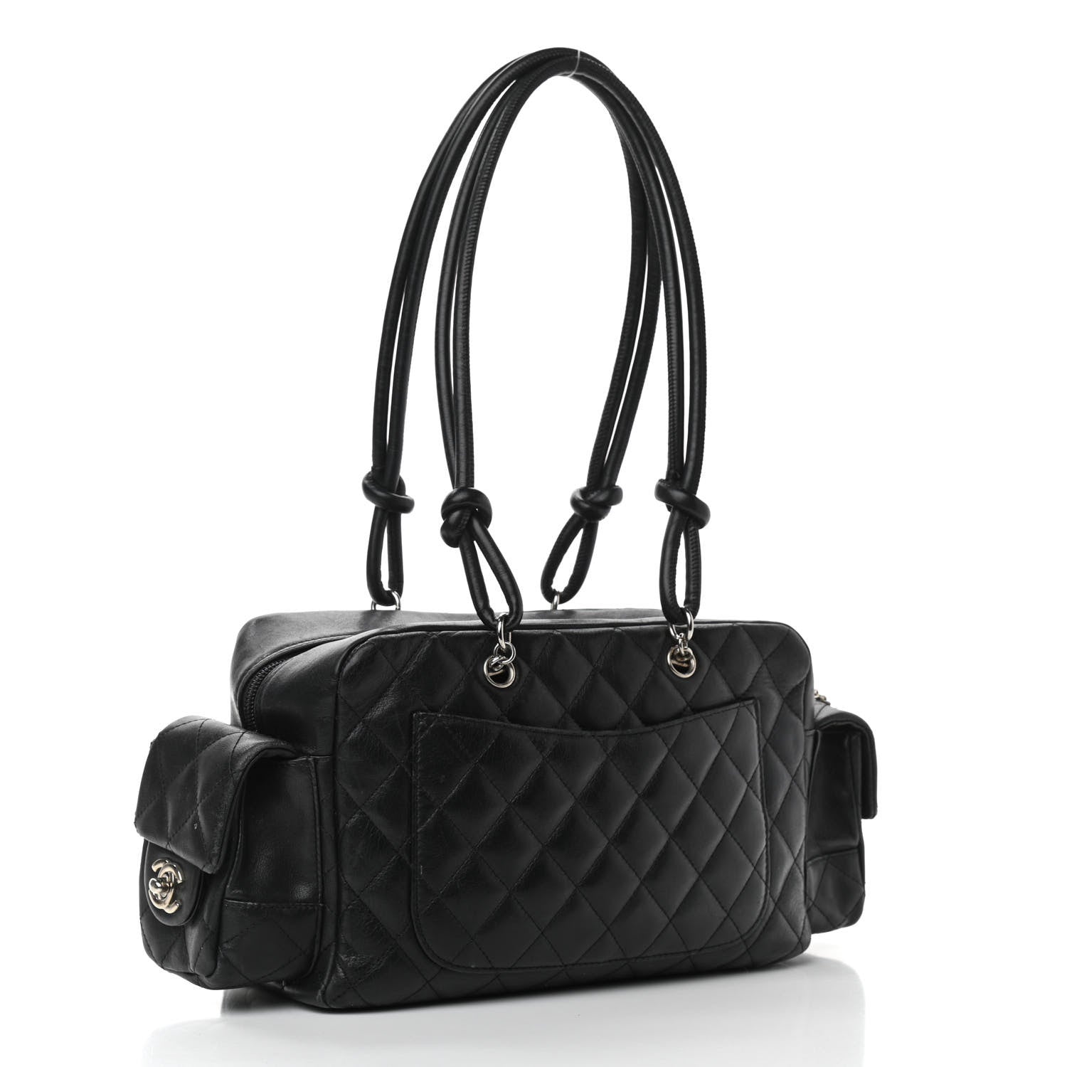 Chanel Calfskin Quilted Small Cambon Multipocket Reporter Black White 2 of 15