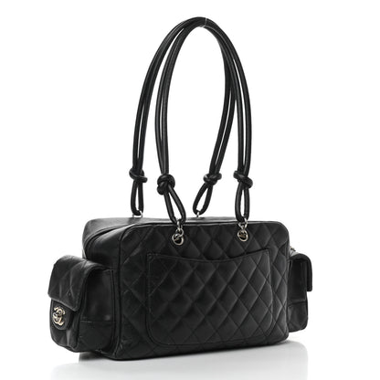 Chanel Calfskin Quilted Small Cambon Multipocket Reporter Black White 2 of 15