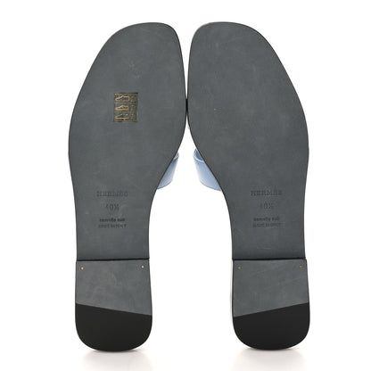 Hermes Box Calfskin Oran Sandals 40.5 Light Bleu 6 of 10