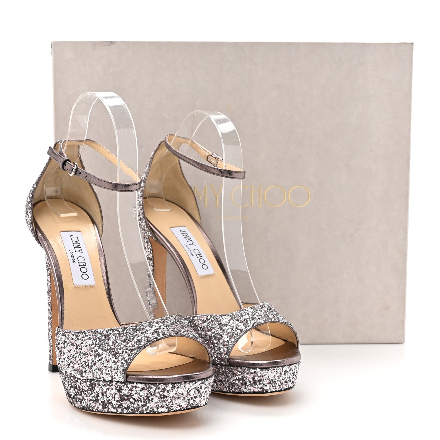Jimmy Choo Coarse Glitter Fabric Pattie 130 Pumps 40.5 Light Lilac 13 of 13
