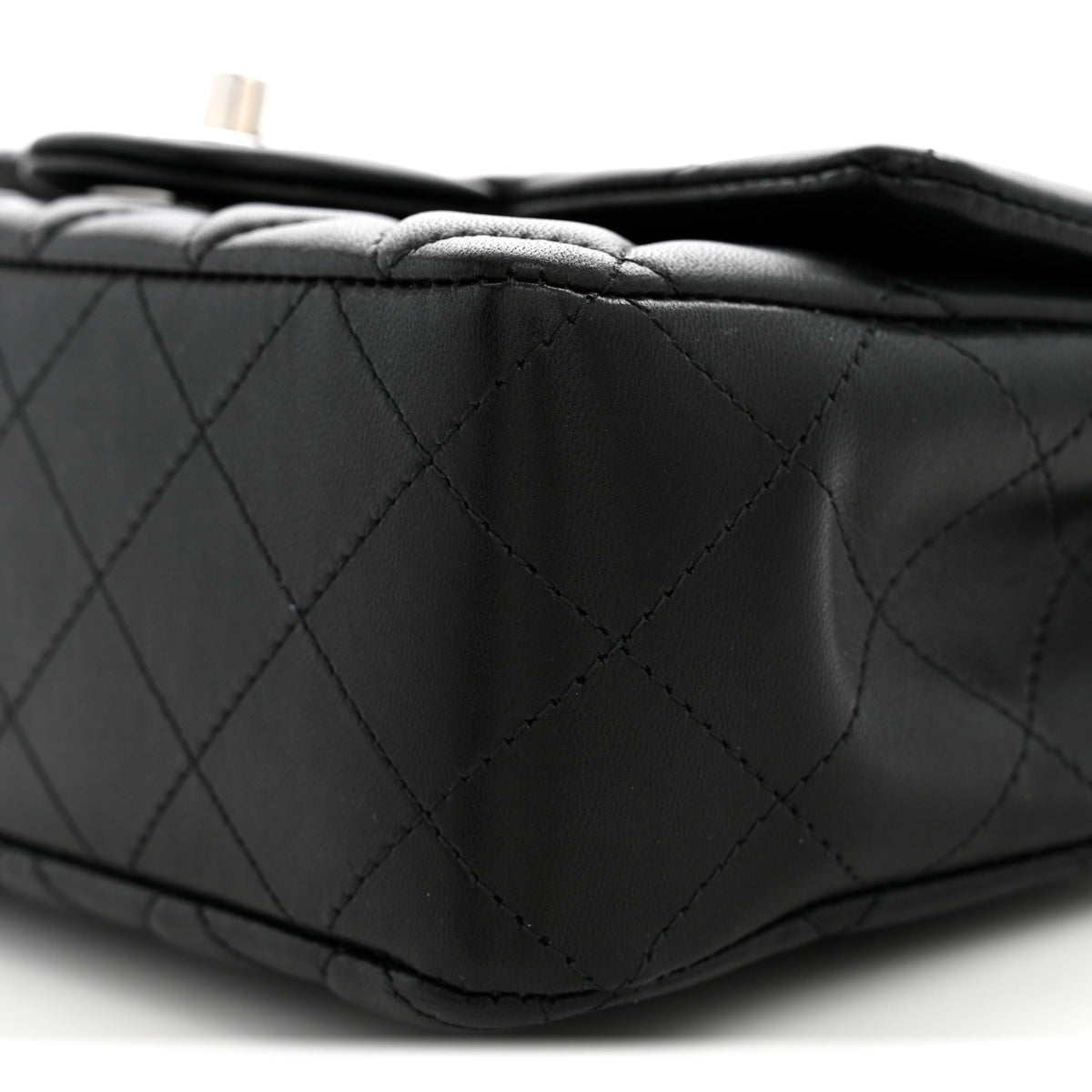 Lambskin Quilted Mini Rectangular Flap Black