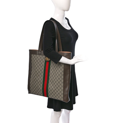 Gucci GG Supreme Monogram Web Large Ophidia Vertical Shopping Tote Brown 3 of 14