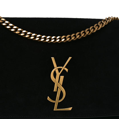 Saint Laurent Smooth Calfskin Suede Medium Reversible Monogram Kate Satchel Black 8 of 18