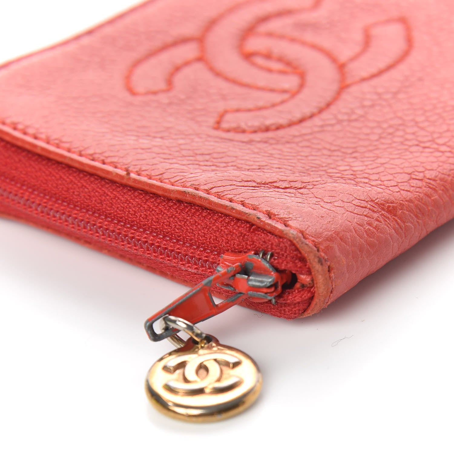 Chanel Caviar Timeless CC Zip Around Coin Purse Red 5 of 9