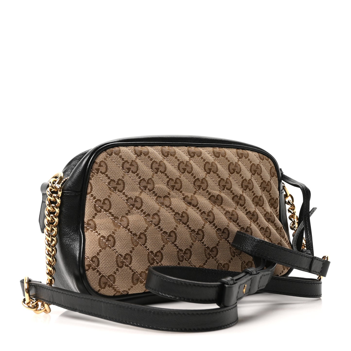Monogram Matelasse Diagonal Small GG Marmont Chain Shoulder Bag Beige Black